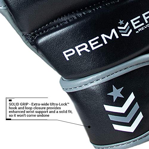 Revgear Premier MMA Grappling Gloves | Multi-Purpose, MMA, Kickboxing, Martial Arts and Boxing | Comfortable and Durable - color: Gray/Black, size: Large