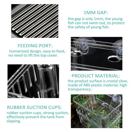 1/2 Fish Breeding Box - Aquarium Breeder Box, Fish Acclimation Box with 2 Suction Cups | Easily Install Fish Isolation Box, Acrylic Aquarium Hatchery Incubator for Baby Fishes Shrimp Betta Guppy - size: M