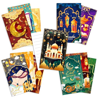 OXYLIPO 24Pcs Ramadan Mini Pocket Notepads - Moon, Mosque, and Star Pattern Lined Memo Notebooks for Eid Mubarak Party Gifts, School Classroom Rewards, Daily Memo Jotting, Islamic Holiday Activities