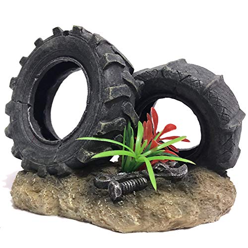 SLOCME Resin Aquarium Tyre Decorations - Fish Tank Tyre Ornament Aquarium Environment Friendly Decorations