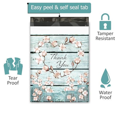 10x13 (100) Cotton Summer Designer Poly Mailers Waterproof Self Sealing Tear Resistant Polymailers Shipping Envelopes Premium Printed Bags For Small Businesses - color: Cotton, size: 10x13