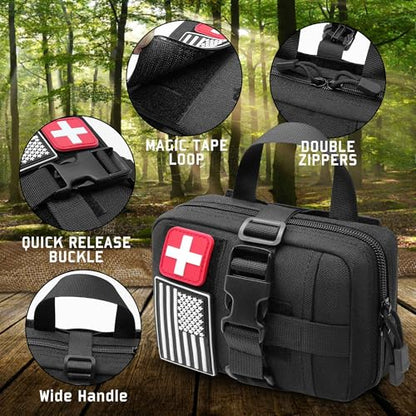 Upgrade Molle Rip Away Ifak Pouch, Tactical Small Belt First Aid Pouch Medical Utility EMT Pouch Only - color: Upgrade - Black