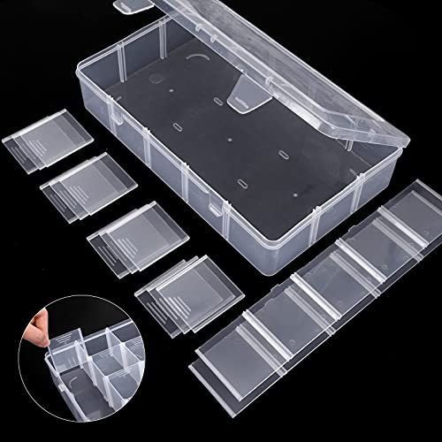 Bead Organizer Storage 3 Pack 15 Grid Clear Plastic Tackle Box Adjustable | Clear Plastic, Divided Compartments, for Beads Washi Tape Ribbon Crafts Art Supplies and Fishing Tackle - size: 3pcs