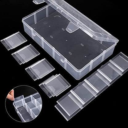 Bead Organizer Storage 3 Pack 15 Grid Clear Plastic Tackle Box Adjustable | Clear Plastic, Divided Compartments, for Beads Washi Tape Ribbon Crafts Art Supplies and Fishing Tackle - size: 3pcs