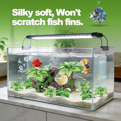 CousDUoBe 8 Pcs Fish Tank Decor，Silk Aquarium Plants Green Silk Leaf pad Hammock Artifical Driftwood cave Betta Fish Tank Accessories 7 x 2.8 x 4 inches(LxWxH) - size: 8 Pcs Silk Aquarium Plants（Style C）