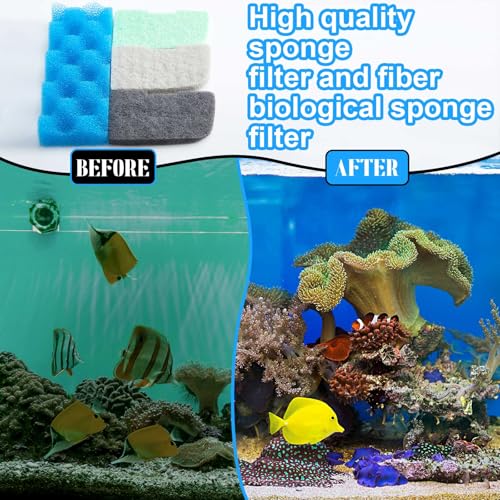 Threlaco 20 Pcs Aquarium Filters Replacement Filter Media Kits Compatible with Fluval 306/307, Including 2 Biological Foams, 6 Ammonia / 6 Phosphate / 6 Nitrite Remover - style: 306/307