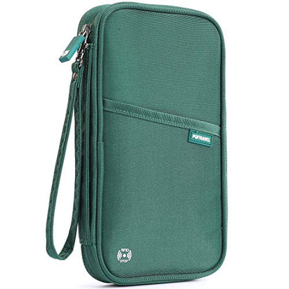 VanFn RFID Travel Passport Wallet, Family Passport Holder, Trip Document Organizer P.Travel Series (Nylon - Green) - color: A - Nylon - Green
