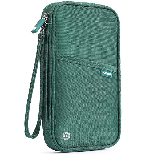 VanFn RFID Travel Passport Wallet, Family Passport Holder, Trip Document Organizer P.Travel Series (Nylon - Green) - color: A - Nylon - Green