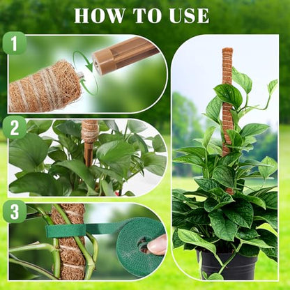 54 Inch Moss Pole for Climbing Plants Indoor | 3 Pack 16 Inch Monstera Plant Support Coir Plant Pole Sticks Support Stakes for Potted Plants, Pothos, Philodendron