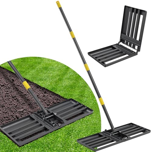 Lawn Leveling Rake Heavy Duty, 30x10 in Large Soil Leveling Rake, Ground Leveler with Anti Flipping Smooth Edge for Dirt Sand Grass Golf, 58" Long Handle, Foldable Garden Landscaping Levelawn Tools - size: 30"x10" , 5 ft