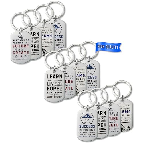 Inkstone Motivational Keychains 12-Pack with Inspirational Quotes - Perfect for Teacher Appreciation, Nurses Week Gifts, and Bulk Keychain Accessories - Dogtag Keychain & Key Chain Design