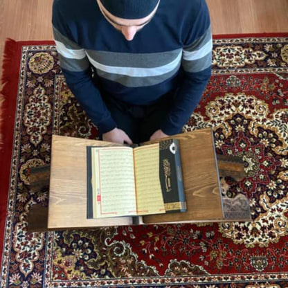 Luxury Big Size Carved Wooden Quran Holder | Islamic Book Stand, Rihal | Adjustable Koran Lectern for Floor | Reading Stand