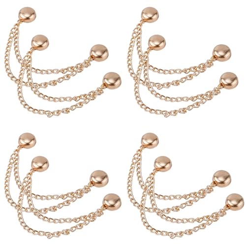 8pcs Multi-Function Magnetic Clothing Clips, Magnetic Button Clips with Chain Widely Used Magnet Clothing Pins Pant Waist Tightener Clip for Shirt Skirt Pants Dress(Gold) - color: Gold