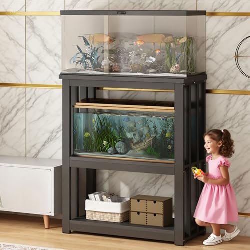 Adjustable 3-Shelf Metal Aquarium Stand for Fish Tanks & Reptile Terrariums, Sturdy Thickened Steel Frame, Perfect Storage Solution for Home, Office, & Hotel Lobby (80x40x10 - color: A, size: 80*40*100cm