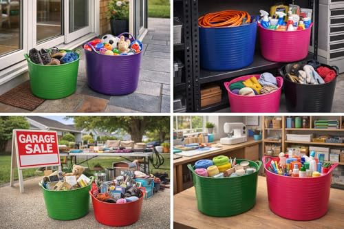 Red Gorilla Medium Flexible Plastic Tub, Toy Storage, Laundry, Gardening & More, 26 Liter/6.8 Gallon, Blue - color: Blue