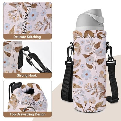 Neoprene Water Bottle Carrier Bag with Adjustable Shoulder Strap,Insulated Water Bottle Cover for Stainless Steel/Glass/Plastic Bottles - color: BC-59, size: 500ml