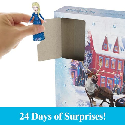 Mattel Disney Frozen Toys, Anna & Elsa Small Doll Advent Calendar with 2 Friend Figures, Moldable Sand & 24 Play Pieces, Inspired by Olaf’s Frozen Adventure