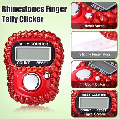 Simgoing Electronic Finger Clicker Counter, Rhinestones Tally Tasbeeh Counter Gifts for Prayer Islamic Golf Counting Goods Lap Knitting Bling Accessories - color: Classic Colors