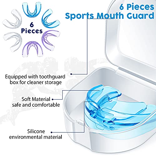 TOODOO 6 Pieces Braces Mouth Guard Kids Sports Mouth Guard for Kids Double Football Youth Mouthguards for Boxing Football Hockey Karate Basketball (Transparent, Transparent Purple/Blue) - color: Transparent, Transparent Purple/ Blue
