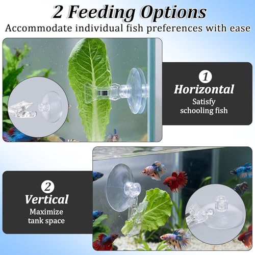 6 Pcs Aquarium Suction Cups with Clips - Aquarium Suction Cup Clips | Clear Plastic fish feeder Tool for Advertising Display Business Cards Fishes Feeding Veggie Feed Holder
