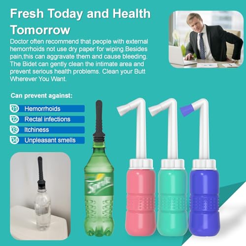 2PCS-Pack 300ml Travel Bidets Bottle Blue+ Black Backpacking Bidet Camping Bidets,Portable Bidet , 10.6oz Peri Bottle - Postpartum and Perineal Care - size: Blue Bottle+ Black Pocket Bidet