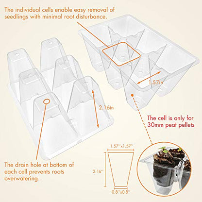 Gardzen 10 Pack Seed Starter Trays with Adjustable Vented Dome 120 Cell Clear - color: Clear Trays