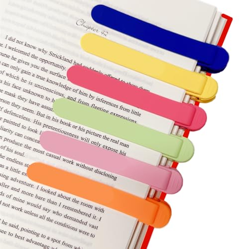 6pcs Silicone Automatic Bookmark, Cute Unique Book Marks for Reading, Smart Bookmarks - Men, Women, Kids - Stay in Place - color: 1 Blue+1 Red+1 Yellow+1 Orange+1 Green+1 Pink