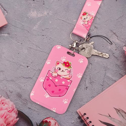Cute Lanyard with Badge Holder for Teacher, Galaxy Fox Retractable Reel Clip Lanyards for ID Name Cards Keychain Keys - color: Forest Fox