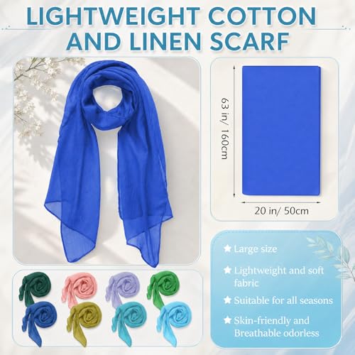 Patelai Women Summer Cotton Scarves Lady Light Soft Long Scarf Linen Beach Shawl Wrap, Candy Color - color: Fresh