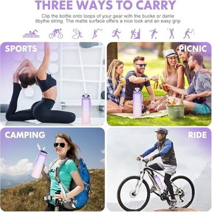 Water Bottle with Straw 1L,Boys Water Bottles with Straw 1 Litre,Waterbottle Leak-Proof Sports Water Bottle,Plastic Drinks Bottles Toxin Free，Bpa-Free (Purple) - color: 06-Purple