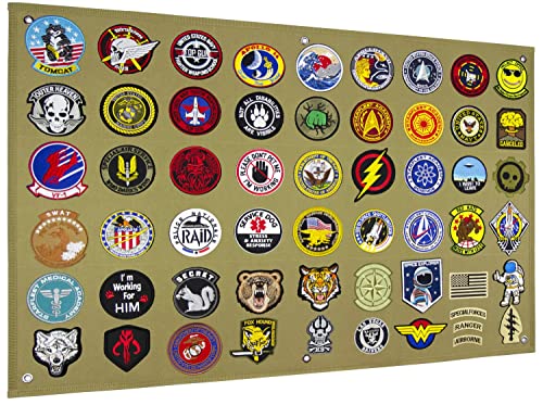 Tactical Patch Display Panel Holder Board for Military Army Combat Morale Uniform Hook and Loop Emblems, 24 Inches x 36 Inches (Medium), No Patches Included - color: Brown, Medium