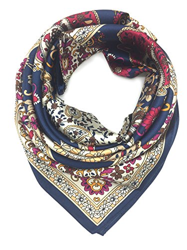 YOUR SMILE Silk Like Scarf Women's Fashion Pattern Large Square Satin Headscarf Headdress - color: 116