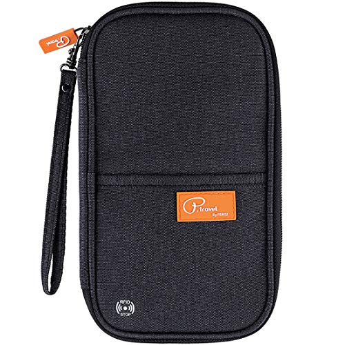 VanFn RFID Travel Passport Wallet, Family Passport Holder, Trip Document Organizer P.Travel Series - color: Black