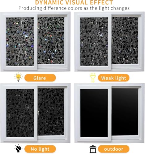 JAYONG Total Blackout Window Privacy Film with Tools, 35.4'' x 196.8'' | 3D Pebble Pattern, 100% Light & UV Blocking Heat Control, No Glue Static Cling Room Darkening Glass Tint for Bedroom Bath - color: Pebble Pattern - Total Black, size: 35.4 x 196.8 In