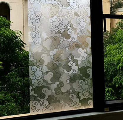 VSUDO 1 Roll 17.7" by 78.7" Privacy Window Film, Cloud Pattern Window Tint, Static Cling Window Glass Sticker for Home (9.68 Sq. Ft Total) - size: 17.7" By 78.7"