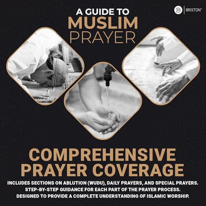 Briston Muslim Prayer Flash Cards – Islamic Learning Guide for Salah, Wudu, Jumah & Tahajjud – Step-by-Step Instructional Cards with Arabic, English Translation & Transliteration – Quran & Hadith