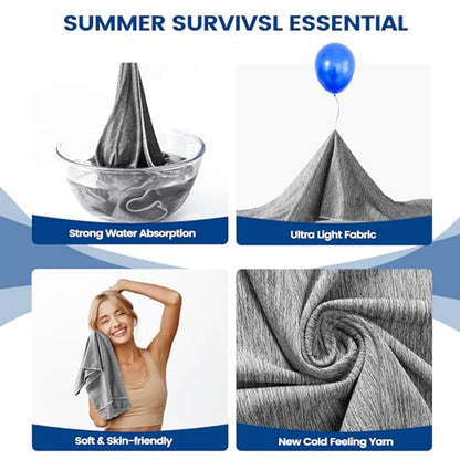 Clothirily 6 Pack Cooling Towels, 40x12 Breathable Gym Towel for Neck Face | 6 Pack Set, Instant Cooling Effect, Breathable Microfiber, For Gym Yoga Camping Running, Quick-Dry&Reusable, Fits Neck&Face - color: 3 Grey/3 Black-b