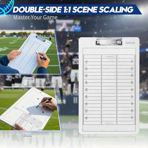 Football Clipboard for Coaches, Double-Sided Dry Erase Board | Football play-planning surfaces on a double-sided dry erase clipboard with metal clip; marker and eraser are not included. - style: Football