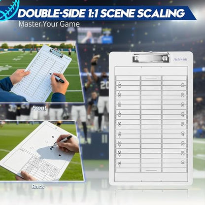 Football Clipboard for Coaches, Double-Sided Dry Erase Board | Football play-planning surfaces on a double-sided dry erase clipboard with metal clip; marker and eraser are not included. - style: Football