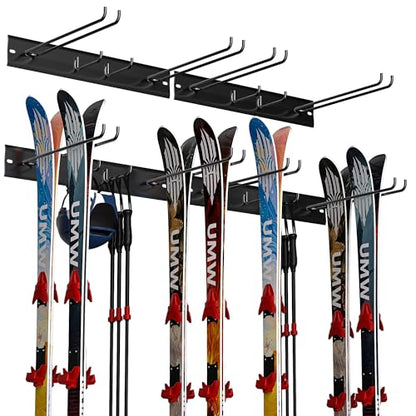 Wall Mount Ski Rack, Garage Ski Storage Rack, Ski Hangers For 8 Pairs of Skis - style: 4 Ski Hooks