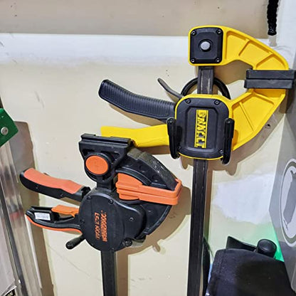 2 Pack Bar Clamp Hanger, Wall Storage Clip, Clamp Rack - Holds Any Size, Bends for Various Uses