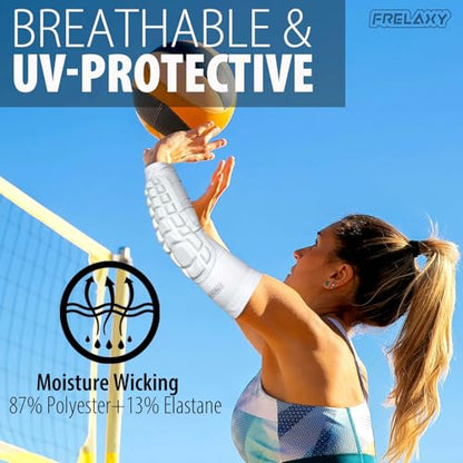 Frelaxy Elbow Pads, Padded Arm Sleeves for Volleyball and Football, 2 Pack - color: White, size: Small