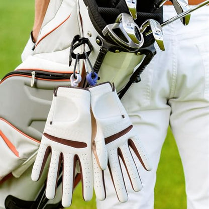 Simgoing 6 Pcs Golf Gloves Holder with 6 Metal Hanging Hooks Golf Gloves Stretcher Support Keeper Drying Rack Tool Accessories Men Women Golfer - color: Blue,White,Black
