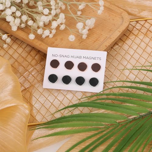 8pcs Hijab Magnetic Pins, Multi-Purpose Magnetic Scarf Clip no Snag Hijab Magnets Scarf Magnetic Clasp Strong Magnetic Hijab Pins Pinless Brooch for Women Clothes (Gold, Black) - color: Gold, Black