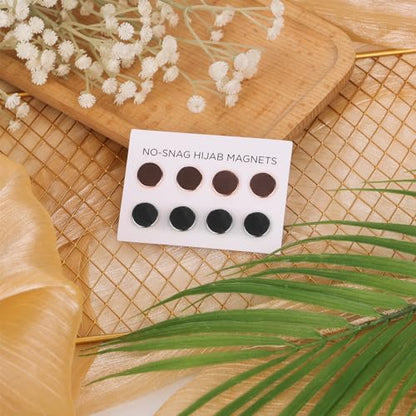 8pcs Hijab Magnetic Pins, Multi-Purpose Magnetic Scarf Clip no Snag Hijab Magnets Scarf Magnetic Clasp Strong Magnetic Hijab Pins Pinless Brooch for Women Clothes (Gold, Black) - color: Gold, Black