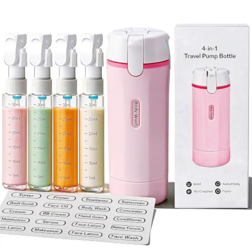 4 in 1 Travel Dispenser Bottle,4 Pack 30ML Travel Bottles for Toiletries, Leak Proof Travel Size Containers (Pink, OneSize) - color: Pink