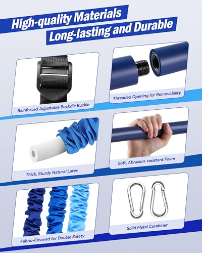 Upgraded Pilates Bar Kit with Resistance Bands Natural Latex for Women & Men, Heavy-Duty Stainless Steel Multifunctional Yoga Pilates Stick for Home Gym Exercise Fitness Equipment Full-Body Workouts - color: Blue