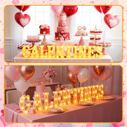 Aurelema Sukkot Large LED Letter Sign LED Lights, Galentines, 8.27 Inches - color: Galentines, size: 6.3 Inches