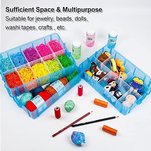 INSCRAFT 7 Layers Stackable Storage Container, 70 Adjustable Compartments (Blue) Stackable Storage Container, Perfect for Kids Toys, Art Crafts, Jewelry, Supplies, Mini Case & Letter Sticker Included - color: BLUE