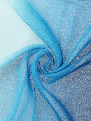 uxcell Women'sChiffon Sheer Long Scarf Silky Gradient Party - color: Dark Light Blue